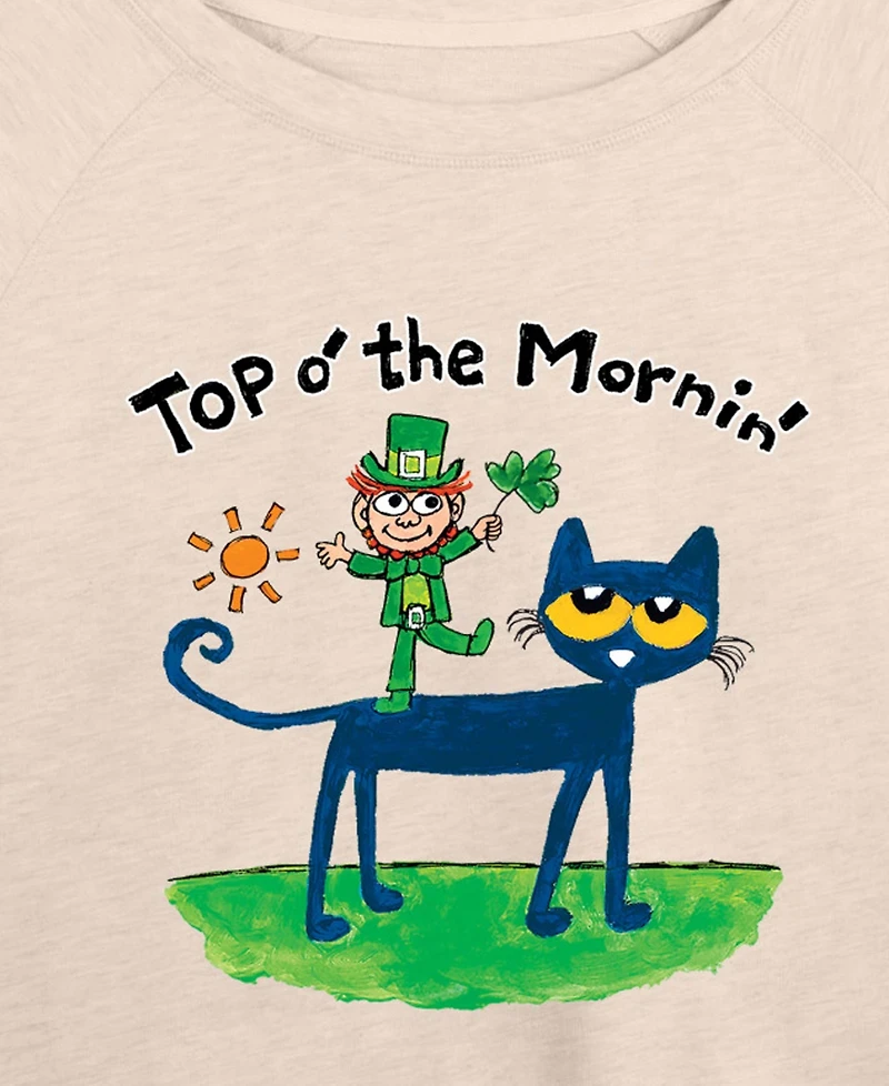 Hybrid Apparel Plus Pete The Cat St. Patrick's Day Mornin' Leprechaun Graphic Crewneck T-Shirt