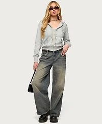 Edikted Women's Patricia Studded Zip Up Hoodie