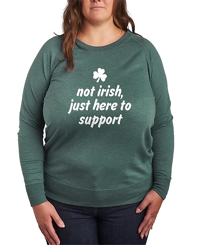Hybrid Apparel Plus Instant Message St. Patrick's Day Not Irish Here To Support French Terry Graphic Crewneck T-Shirt