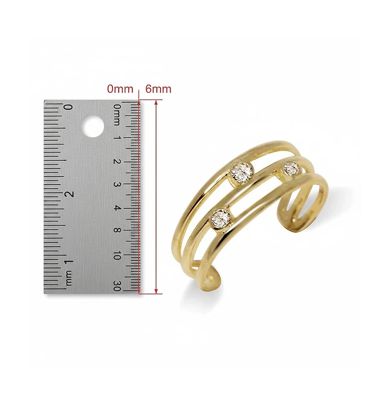 Curata Jewelry Solid Scattered Cubic Zirconia Adjustable Toe Ring