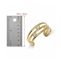 Curata Jewelry Solid Scattered Cubic Zirconia Adjustable Toe Ring