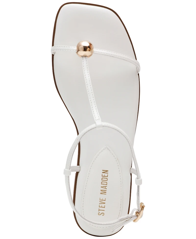 Steve Madden Women's Ritzy Ball-Stud Square Toe Flat Sandals