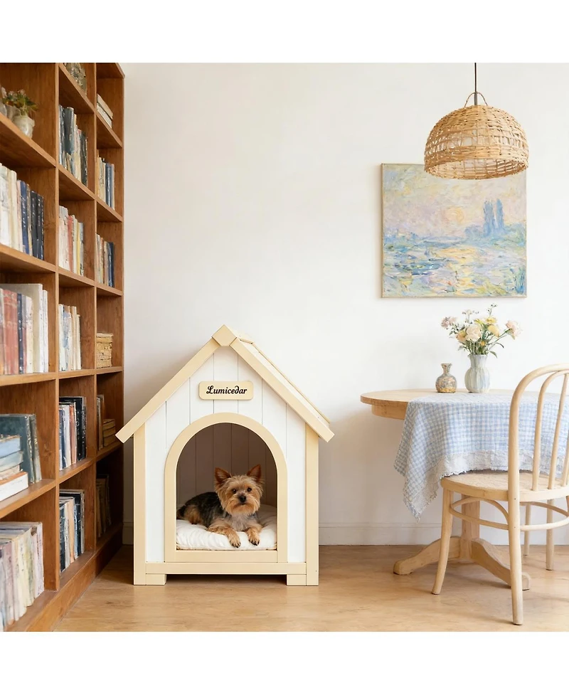 6thdruple Solid Cedar Indoor Pet House with Cushion