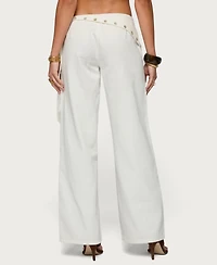 Edikted Women's Button Foldover Low Rise Baggy Jeans