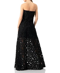 Ivonne Women's Strapless Pearl Embellished Gown