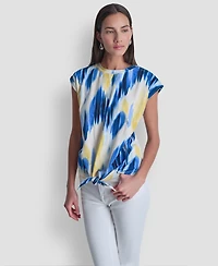 Dkny Women's Abstract Print Tie-Waist Top