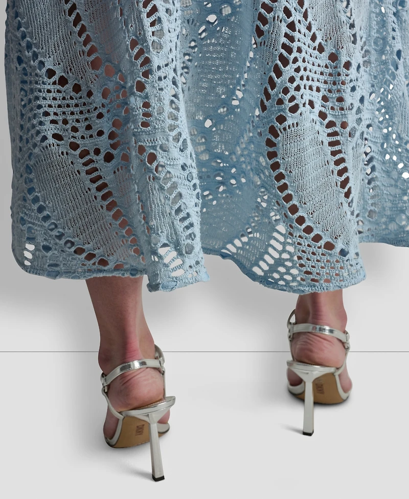 Dkny Women's Crochet Leaf Pull-On Midi Skirt