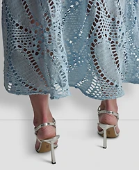 Dkny Women's Crochet Leaf Pull-On Midi Skirt