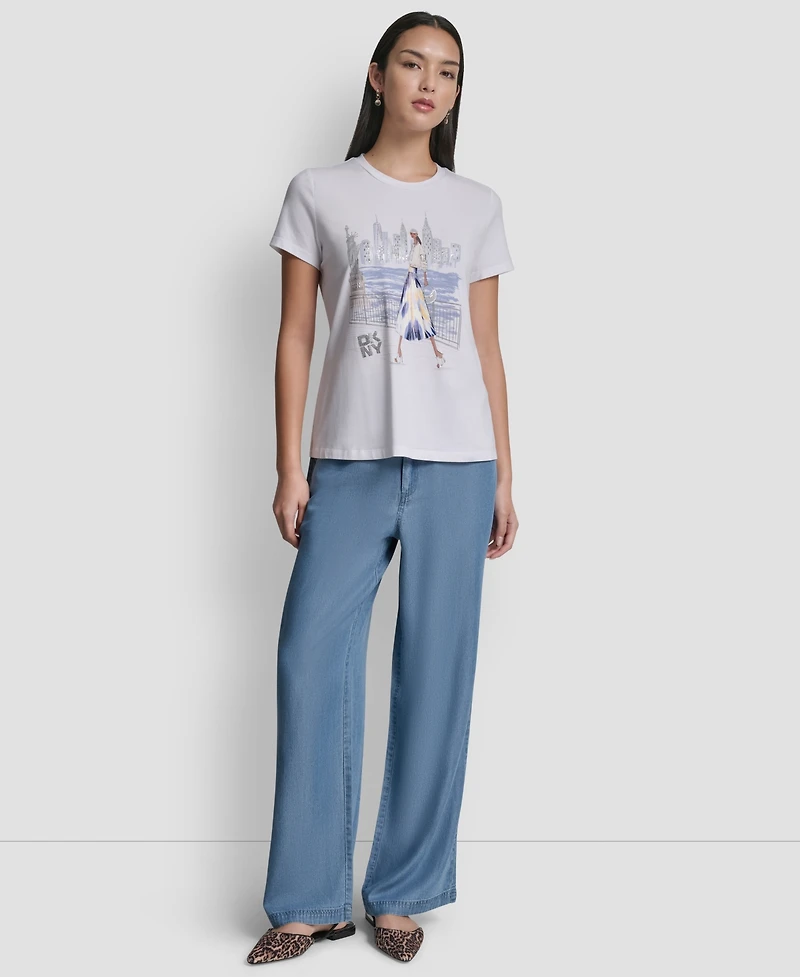 Dkny Women's Statue of Liberty Graphic Short-Sleeve T-Shirt