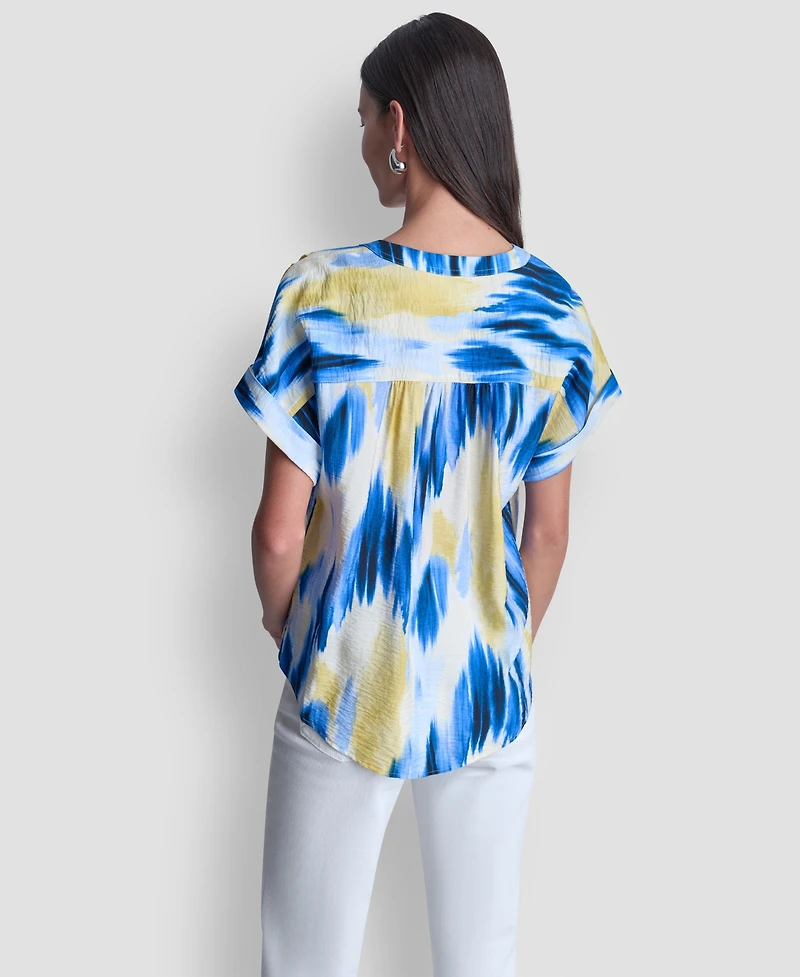 Dkny Women's Abstract-Print Button-Down Blouse
