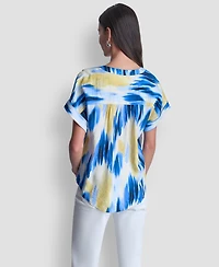 Dkny Women's Abstract-Print Button-Down Blouse