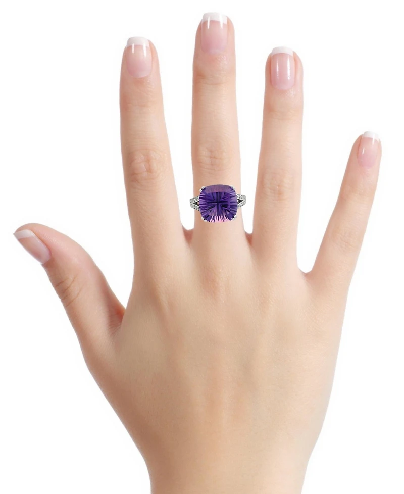 Macy's Amethyst (6.50 ct. t.w.) & White Topaz (0.08 ct. t.w.) Ring in Sterling Silver