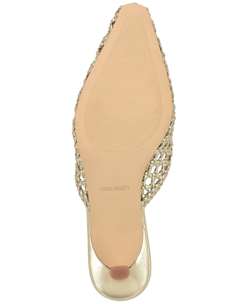 Nine West Women's Camenlaw Woven Kitten Heel Mules Pumps