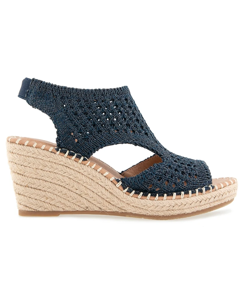 Gentle Souls Women's Cody Knit Round Toe Wedge Sandals