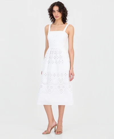 Sam Edelman Women's Square-Neck Sleeveless Eyelet Midi Dress