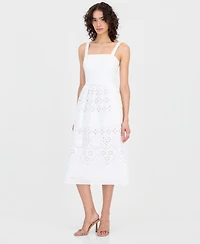 Sam Edelman Women's Square-Neck Sleeveless Eyelet Midi Dress