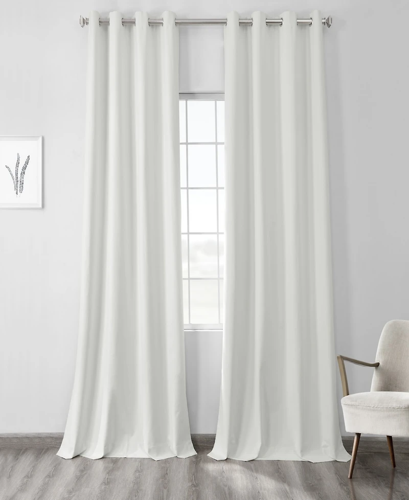 Half Price Drapes Starlight Off White Grommet Thermal Cross Linen Weave Blackout Curtain