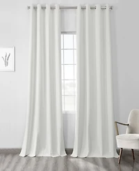 Half Price Drapes Starlight Off White Grommet Thermal Cross Linen Weave Blackout Curtain