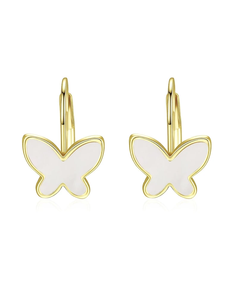Enchanting Kids 14K Yellow Gold-Plated Mother of Pearl Butterfly Dangle Earrings