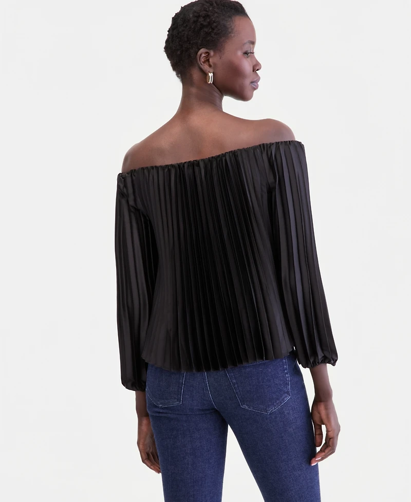I.n.c. International Concepts Women's Off-The-Shoulder Pleated Blouse, Macy's Exclusive