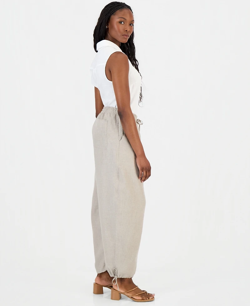 Charter Club Petite Drawstring-Waist Barrel-Leg Linen Pants, Macy's Exclusive