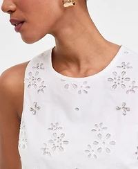 I.n.c. International Concepts Women's Crystal Embellished Eyelet Sleeveless Top, Macy's Exclusive