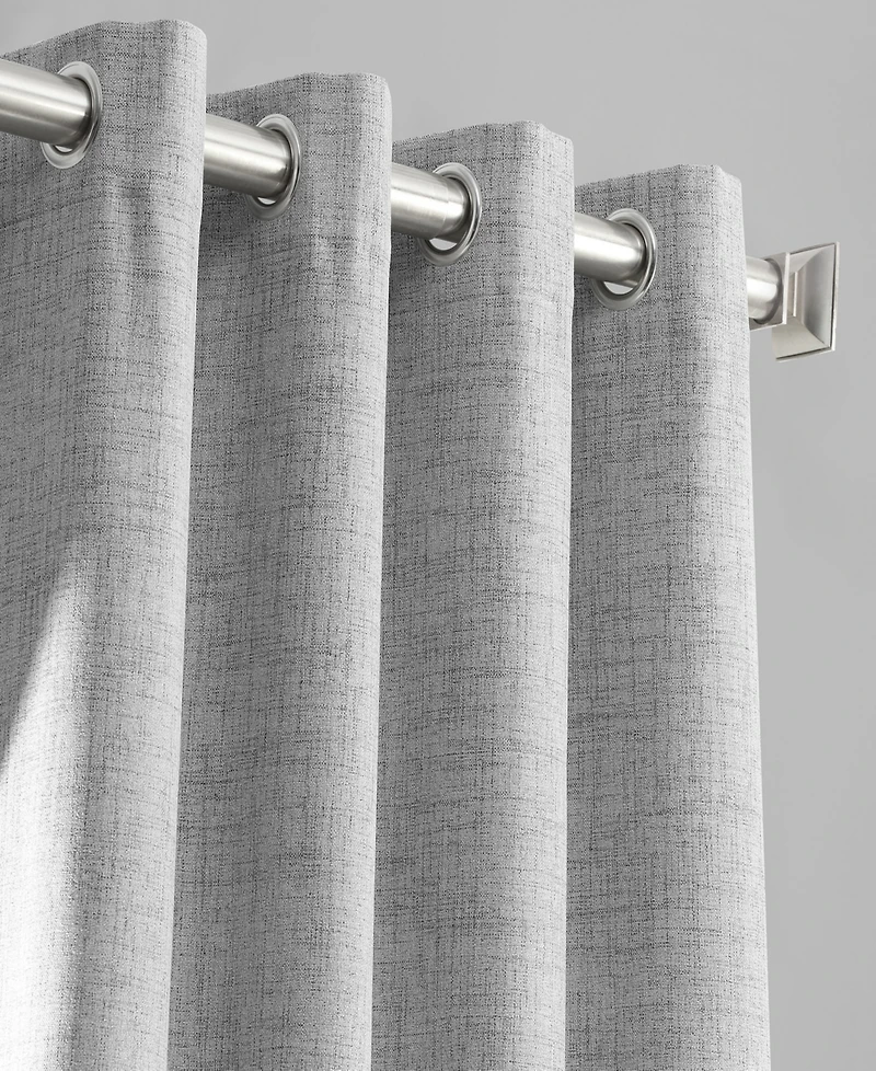 Half Price Drapes Millennial Grey Grommet Thermal Cross Linen Weave Blackout Curtain