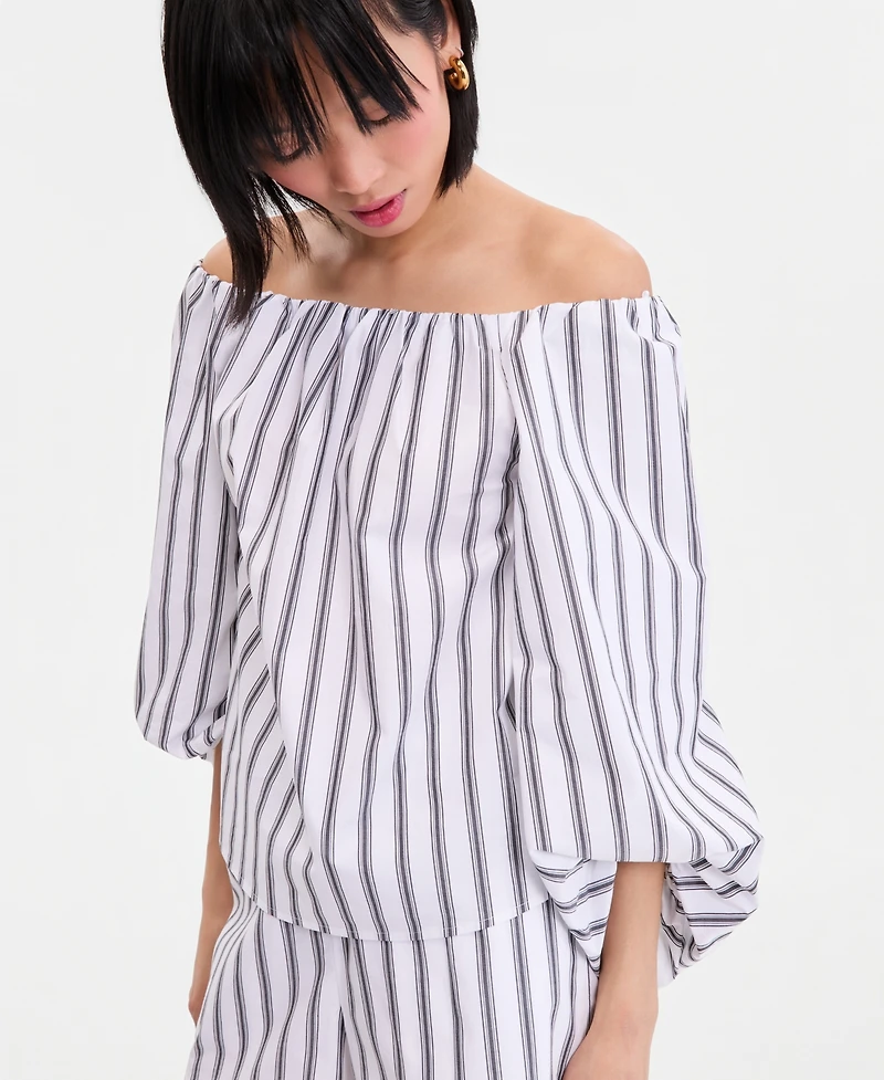 I.n.c. International Concepts Women's Off-The-Shoulder Puff-Sleeve Blouse, Macy's Exclusive