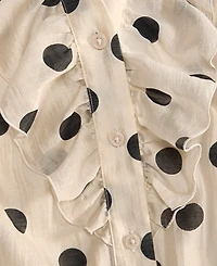 I.n.c. International Concepts Women's Printed Ruffled Long-Sleeve Blouse, Macy's Exclusive