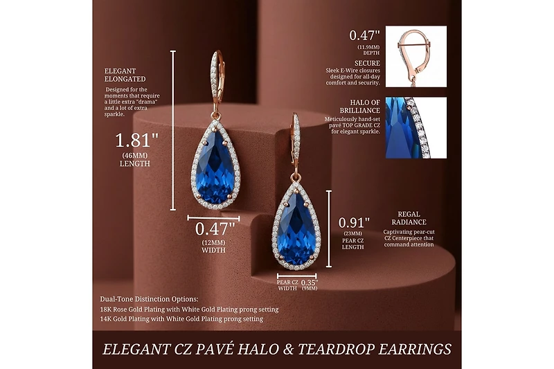 Elegant Teardrop Shaped Earrings with A Cubic Zirconia Middle Stone