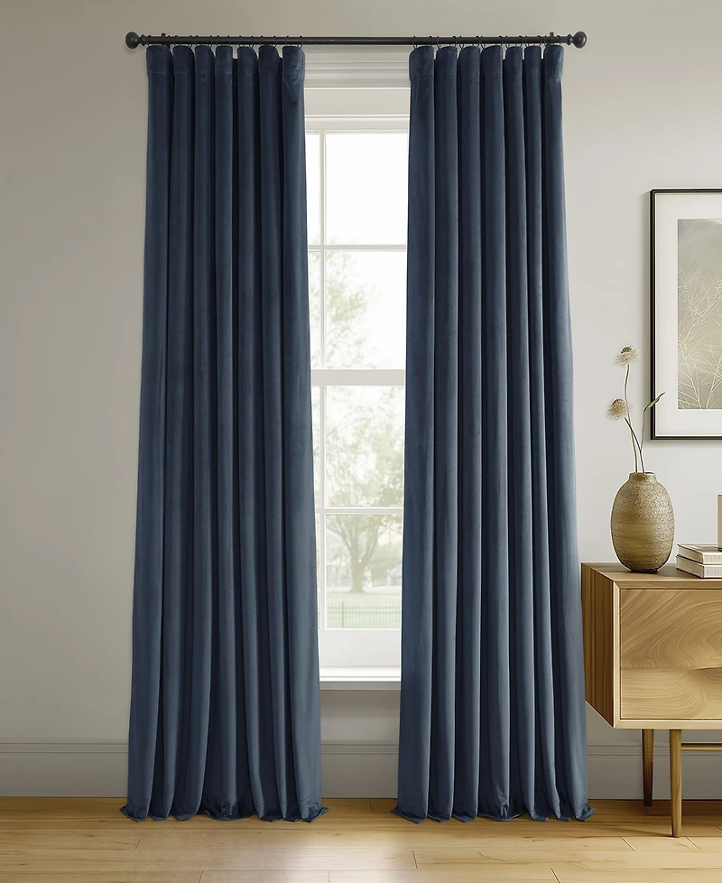 Half Price Drapes Midnight Blue Signature Velvet Blackout Curtain
