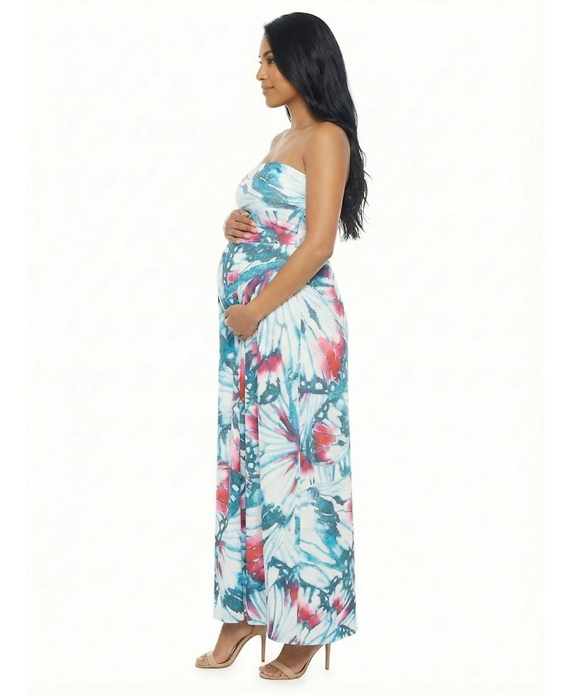 24seven Comfort Apparel Women's and Plus Maternity A-Line Maxi Dress