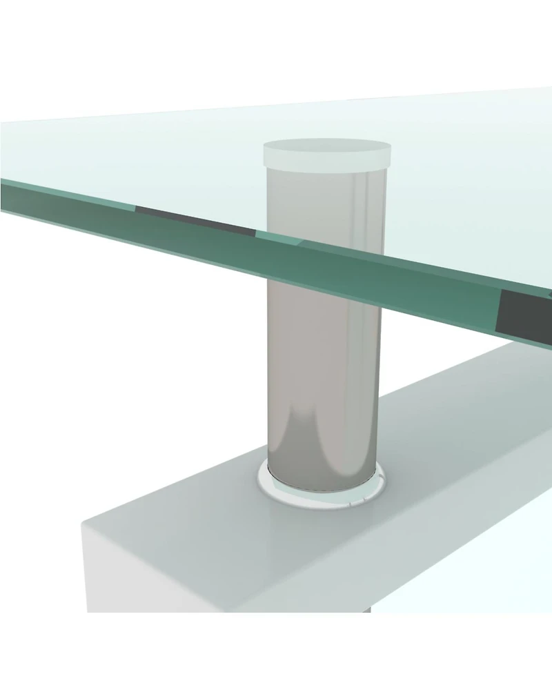 Streamdale Furniture Rectangle Glass Coffee Table, Clear, Modern Side Center Table