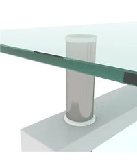 Streamdale Furniture Rectangle Glass Coffee Table, Clear, Modern Side Center Table