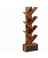 Yigii 7-Tier Rustic Tree Shelves, Space-Saving, Sturdy Design, Easy Assembly, Multi-Use