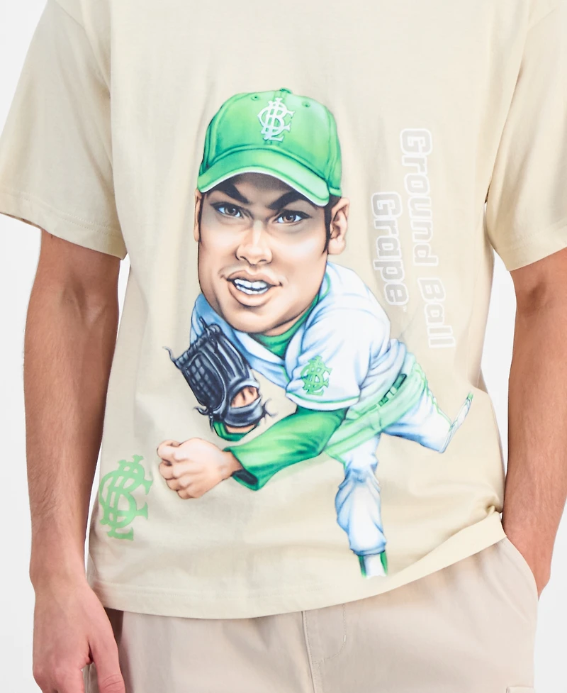 Big League Chew Men's Oversized-Fit Ground Ball Graphic T-Shirt