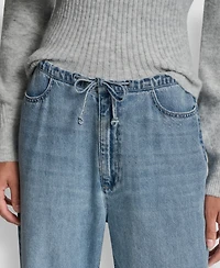 Dkny Jeans Petite Mid Rise Flowy Relaxed Fit Straight Pants