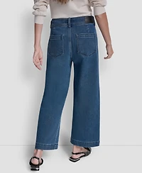 Dkny Jeans Petite Indigo Knit High Rise Ankle Pants