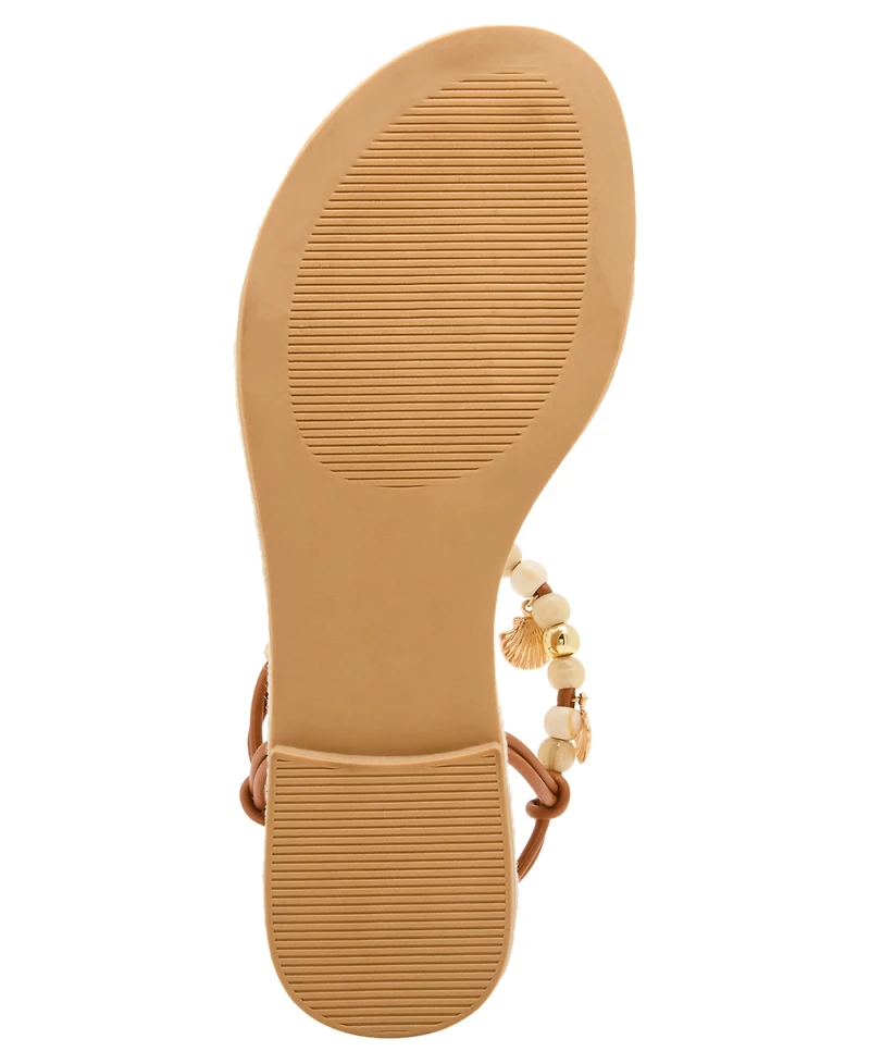 Madden Girl Women's Shells Beaded T-Strap Flat Sandals