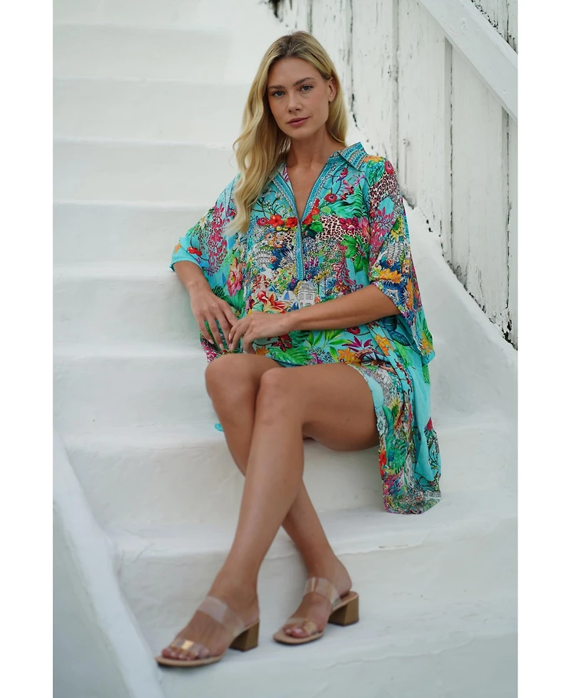 La Moda Clothing Women's Mini Kaftan Dress