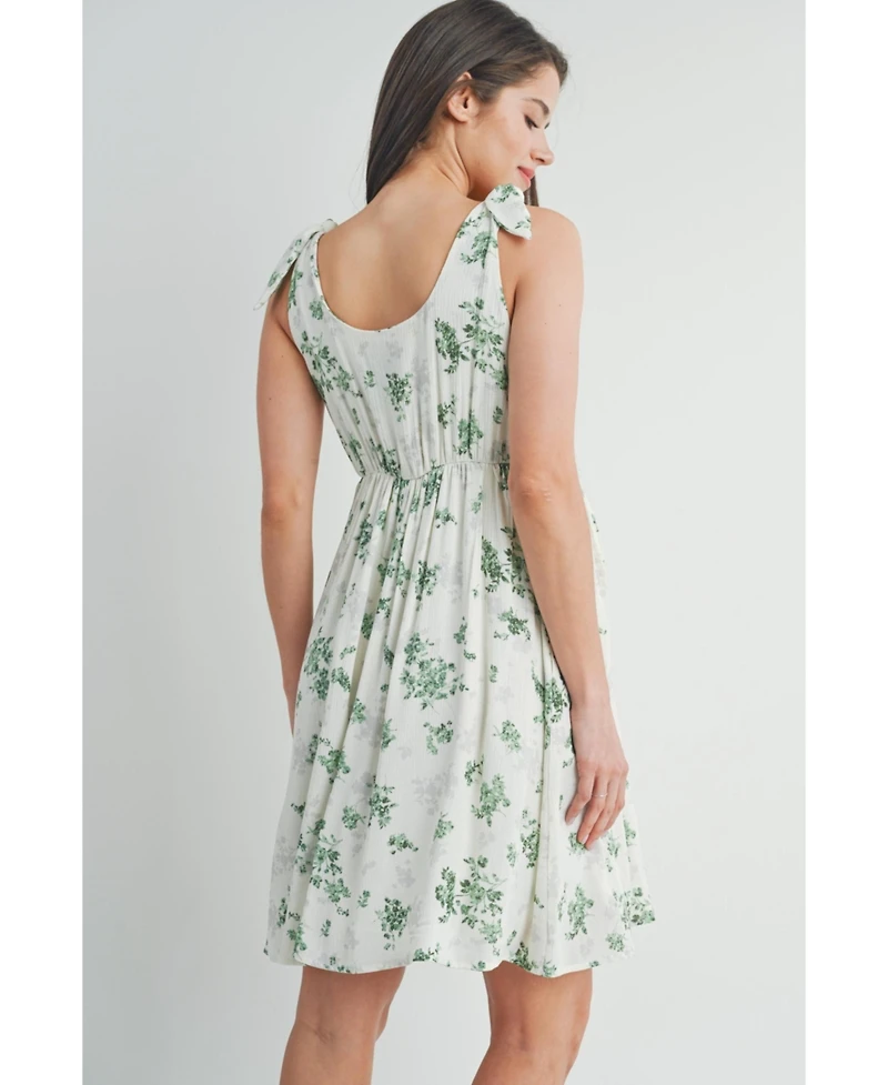 Hello Miz Maternity Nursing Floral Empire Waist Sleeveless Dress with Pockets