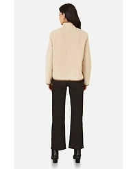 Yumi Women's Faux Leather Button Detail Jacket