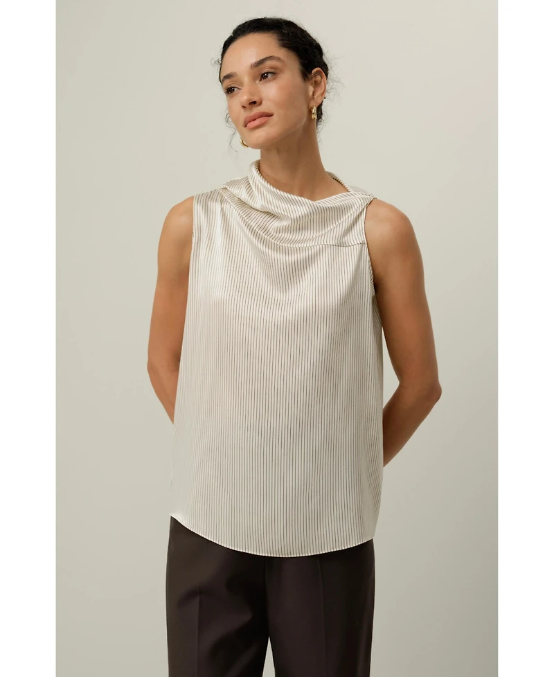 Lilysilk Women's Asymmetric Silk Charmeuse Sleeveless Top