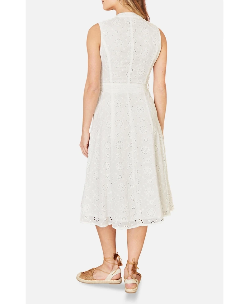 Yumi Women's Broderie Anglaise Cotton Shirt Dress