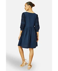 Yumi Women's Broderie Anglaise Puff Sleeve Dress