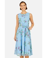 Yumi Women's Floral Print Midi Skater Dress