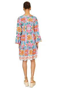 Yumi Women's Ikat Print Viscose Beach Tunic Dress