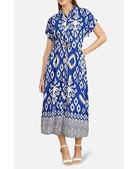 Yumi Women's Geo Print Relaxed Midi Shirt Dress