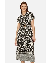 Yumi Women's Geo Print Relaxed Midi Shirt Dress