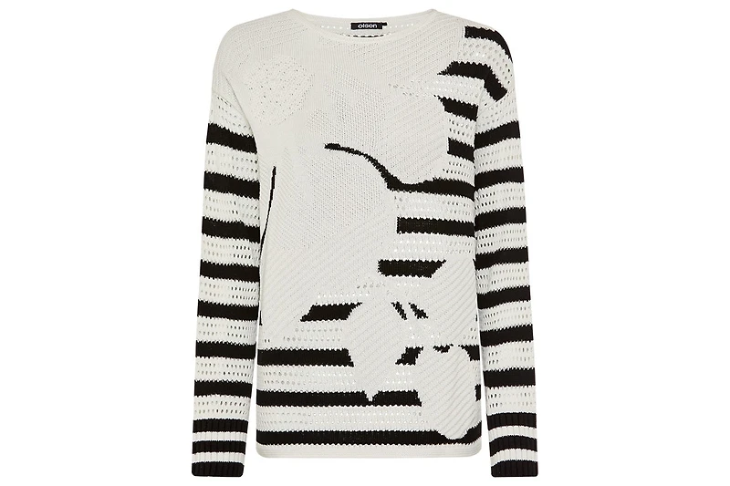 Olsen Women's Abstract Open Knit Sweater